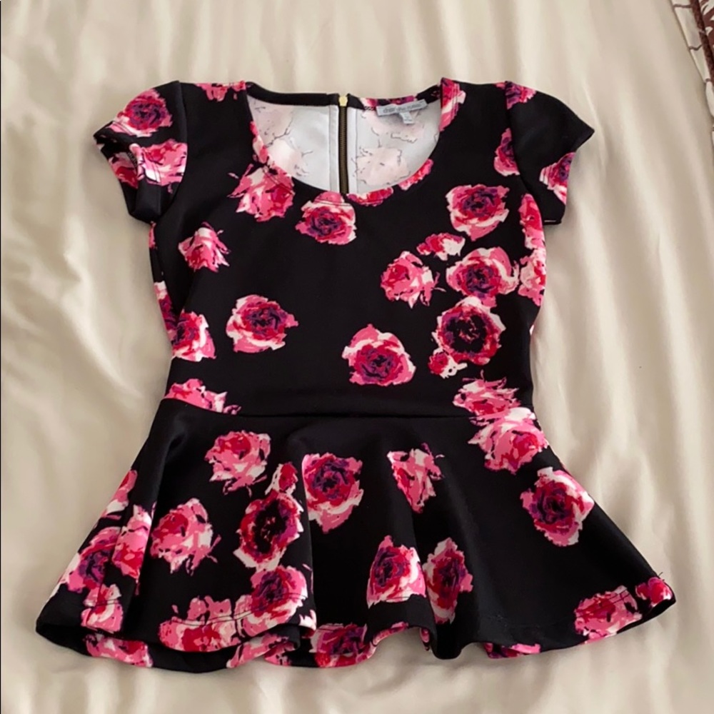 Charlotte Russe Black top with pink roses